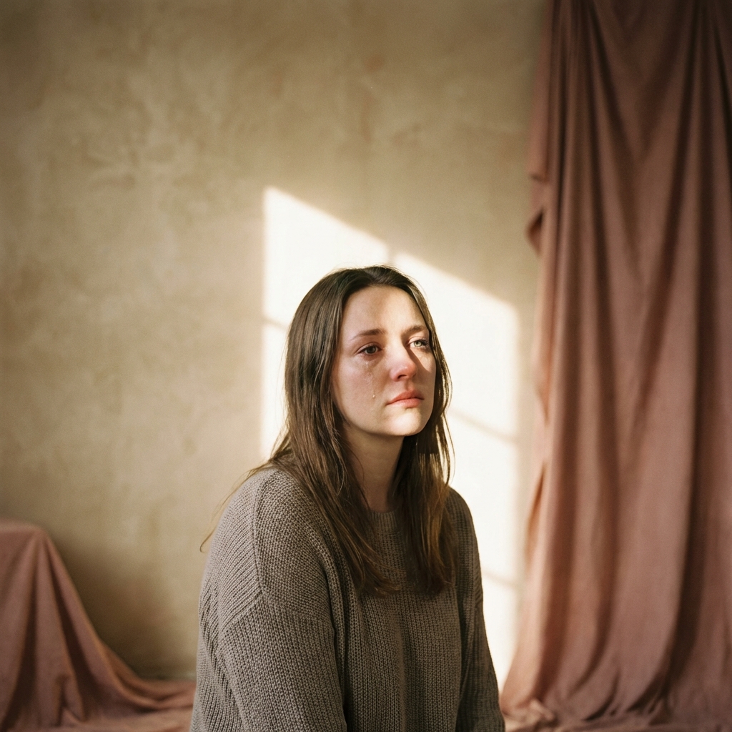 Actress in dramatic lighting